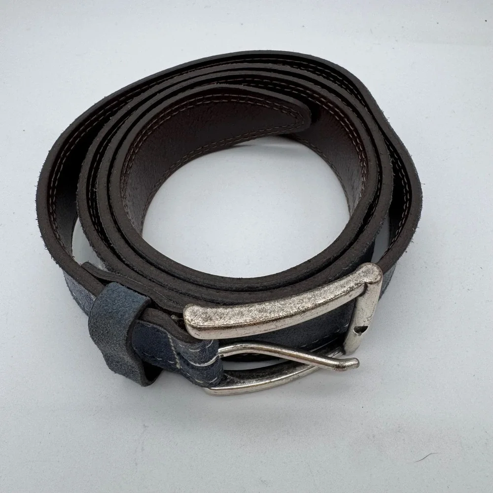 Allen Edmonds 1019530 Suede Dress Belt‎ Denim Blue 40 Belt Crafted in USA